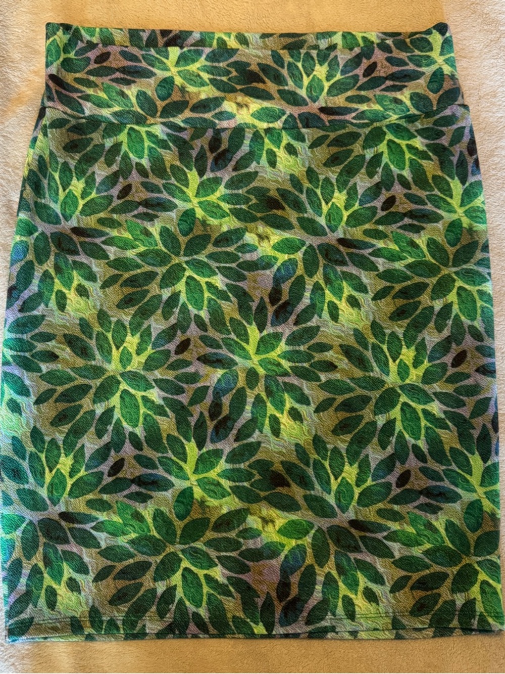 LuLaRoe Green Leaf-Print Pencil Skirt
